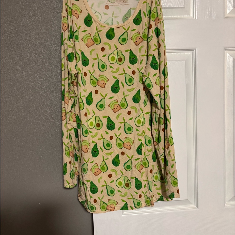 Little Sleepies Avocado Print Men's Shirt - Green and Cream